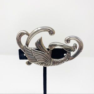 138 Vintage rare Margot de Taxco silver swan pin 5178